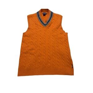 🧡✨ GANT Lambswool Cable Knit Sweater Vest Preppy V Neck ✨🧡
